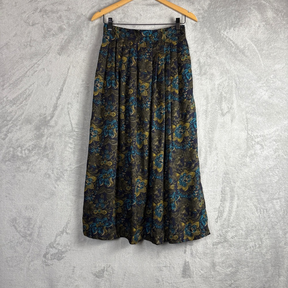 Rena Rowan for Saville Skirt Floral Pleated 8 Multi Vintage Midi Maxi Rayon